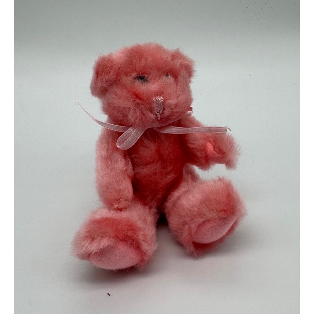 Russ Pink Teddy Bear Plush Toy Small Ribbon Bow Stuffed‎ Animal